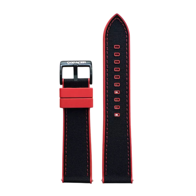 Premium Black & Red Rubber Strap