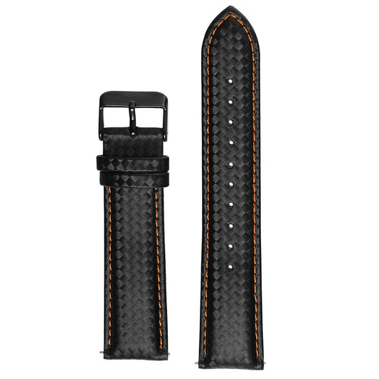 Black & Orange Leather Strap (Adjustable)