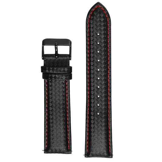 Black & Red Leather Strap (Adjustable)